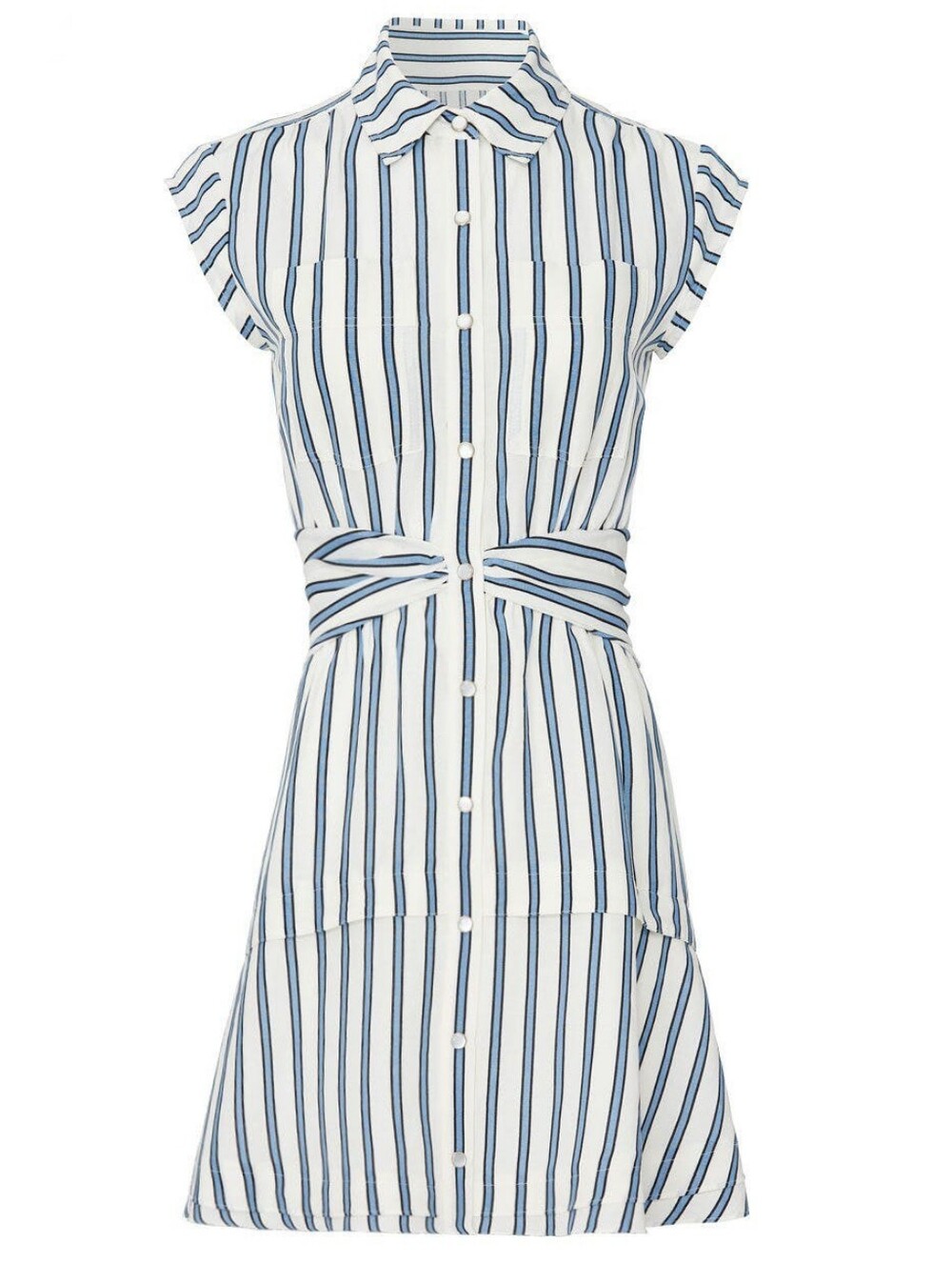 DEREK LAM 10 Crosby Striped Twist Waist Shirt Dress - Size 18 - Picture 3 of 14